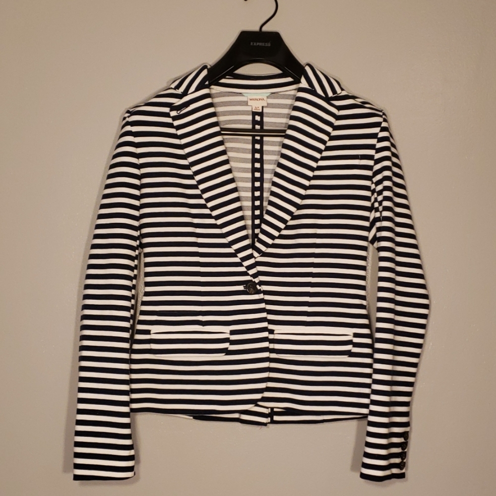 Navy Blue Striped Blazer